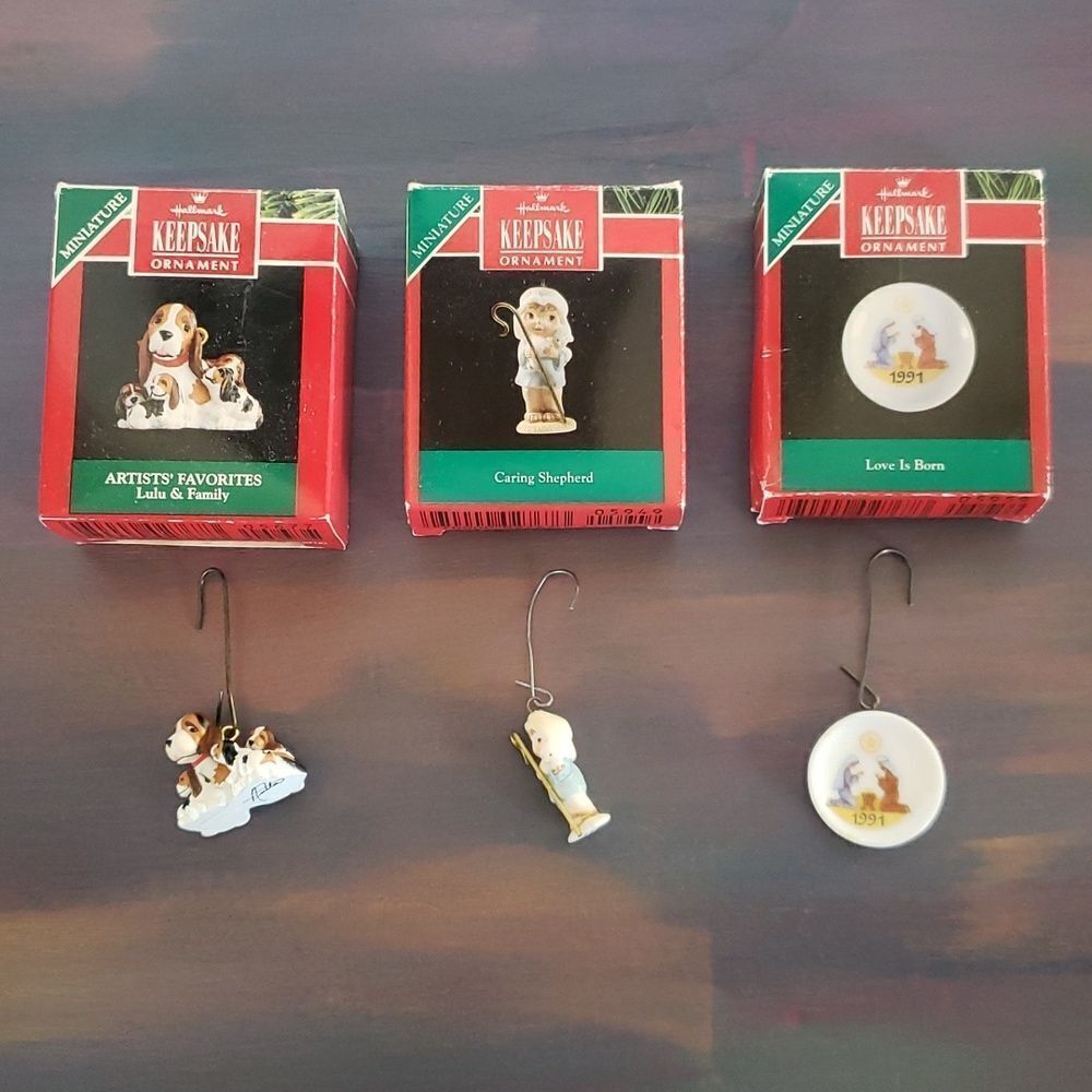 Lot of 3 Vintage Hallmark Miniature Keepsake Ornaments (1991)